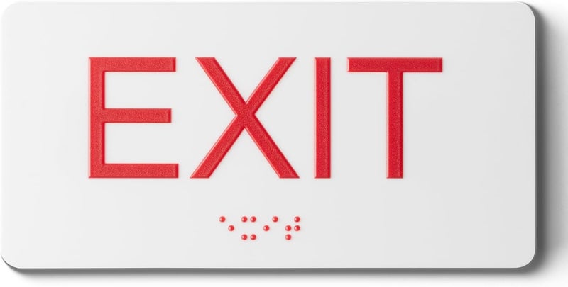 Abudada Exit Sign - 1Pk ADA Compliant Exit Signs With Braille and Raised Letters for Business, Emergency Exit Sign for Office Restroom Indoor Outdoor,Easy Installation-Horizontal (3 * 6 In) - Image 1